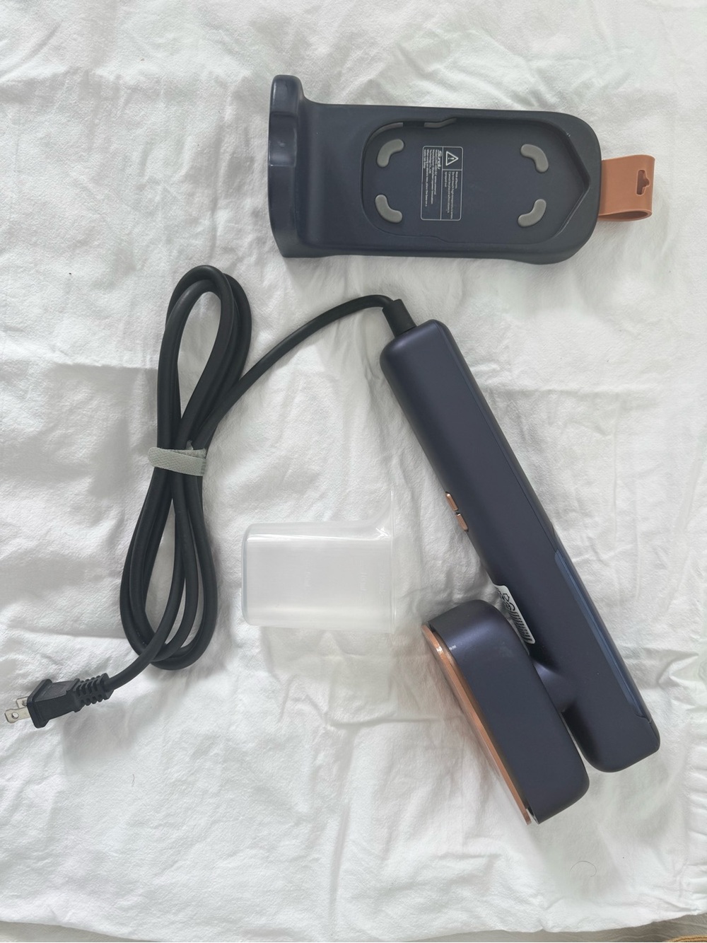 Corded Clothes Steamer in Navy with Copper Accents